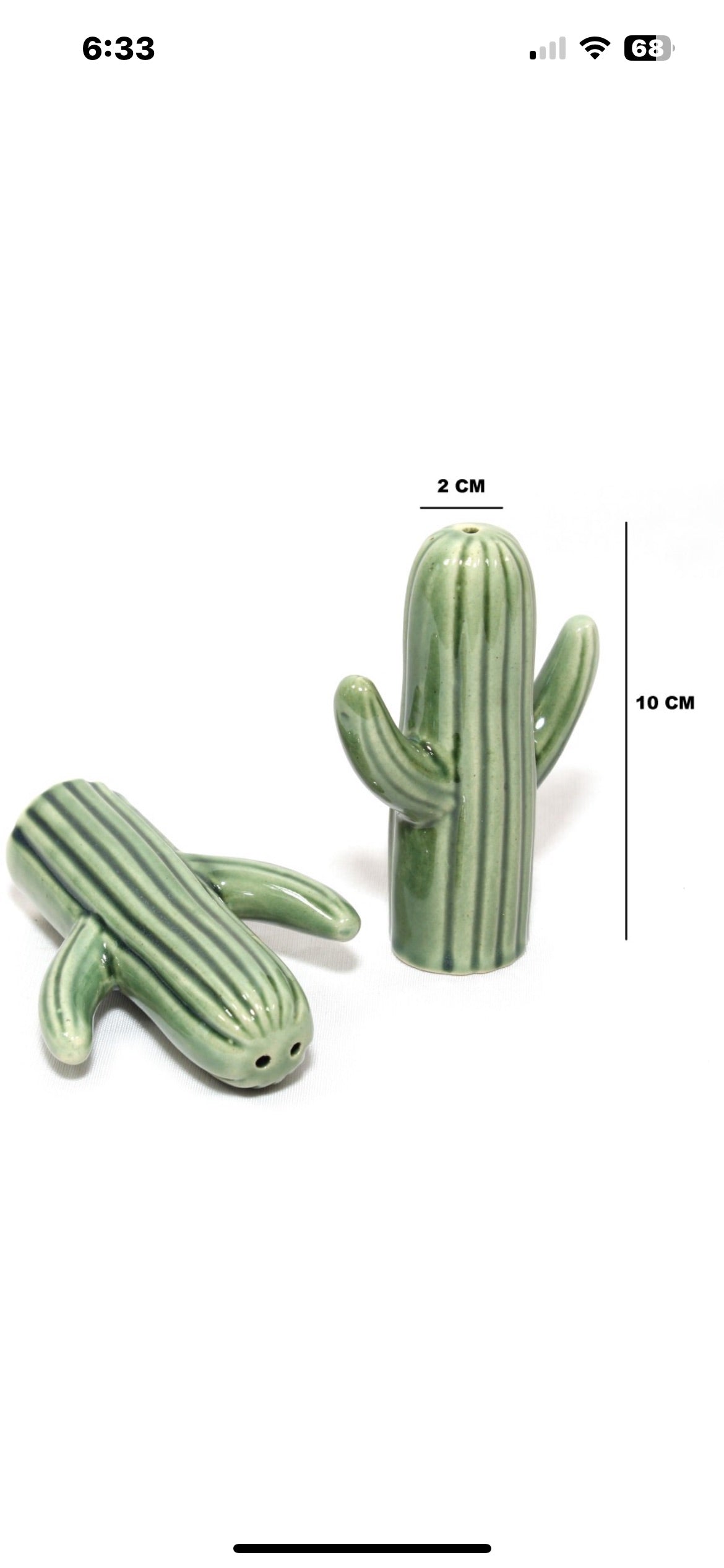 Jha Ji Ceramics Salt and Pepper | Seasoning & Spice Shakers |Cactus Set Holder Dispensers Pepper Condiment 2 Pcs | (Green)