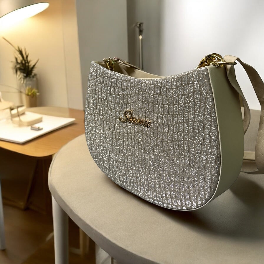 Whacksy Stylish Synthetic Leather Glitter Classy Design Top Handle Shoulder Crossbody Side Sling Bag For Women