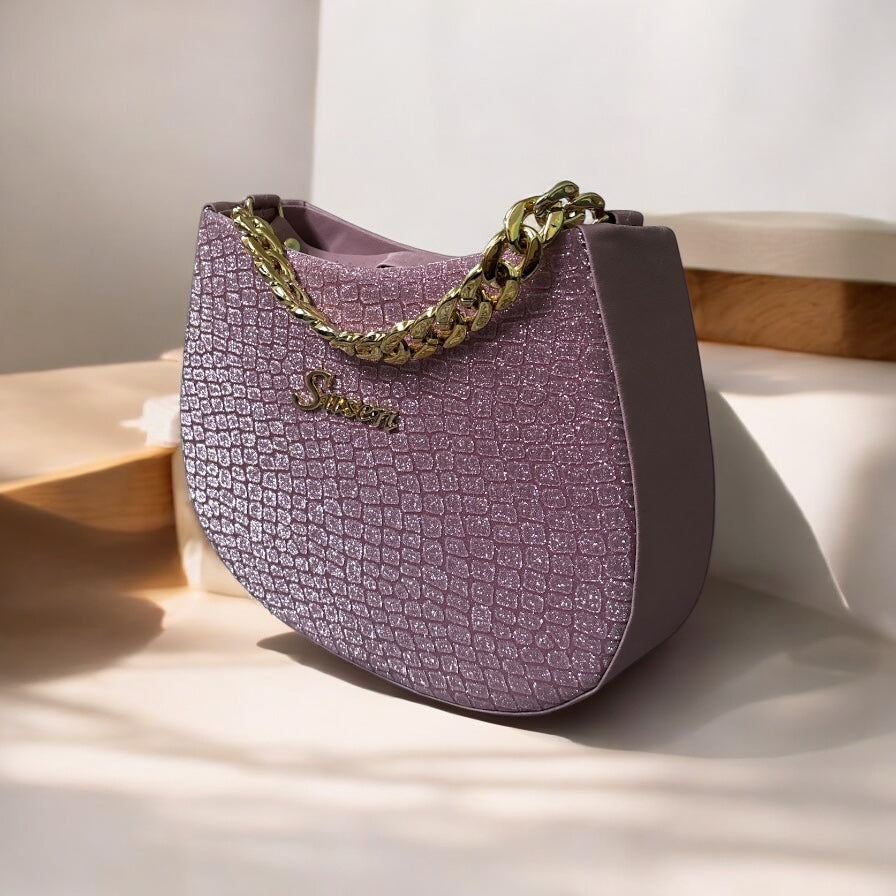 Whacksy Stylish Synthetic Leather Glitter Classy Design Top Handle Shoulder Crossbody Side Sling Bag For Women